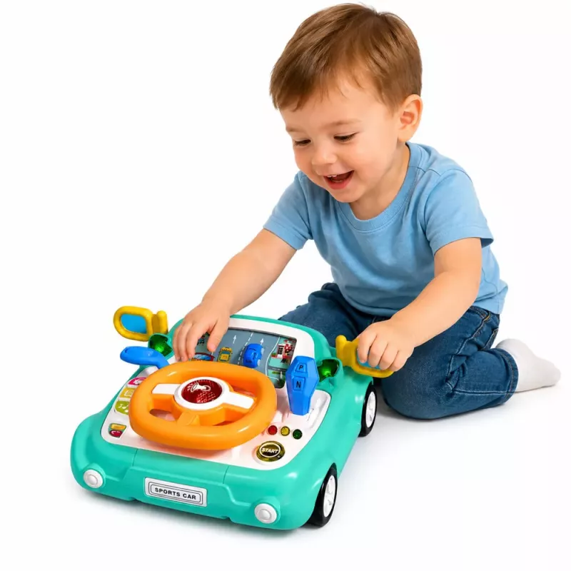 LEAN TOYS interaktívny ovládací panel simulátor jazdy auto svetlá zvuky modrý