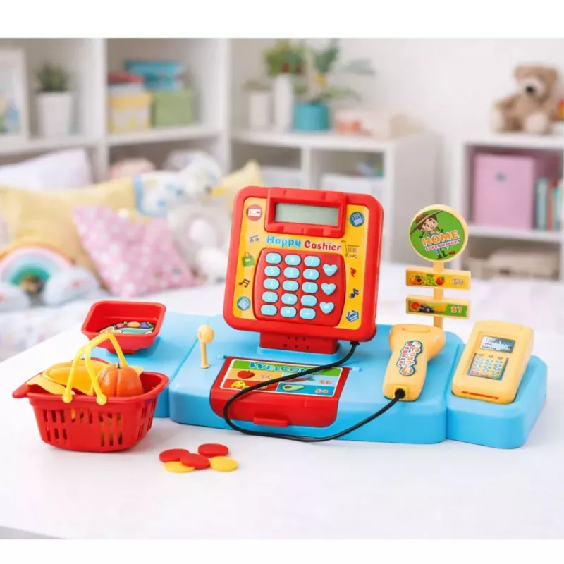 LEAN TOYS interaktívny nákupný vozík do supermarketu so skenerom a váhou