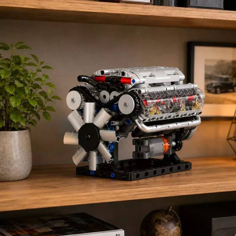 LEAN TOYS stavebné bloky motor V8 mechanický model s pohyblivými piestami, 552 dielov