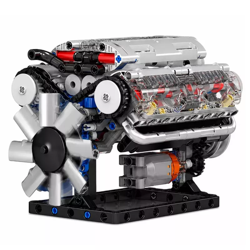 LEAN TOYS stavebné bloky motor V8 mechanický model s pohyblivými piestami, 552 dielov