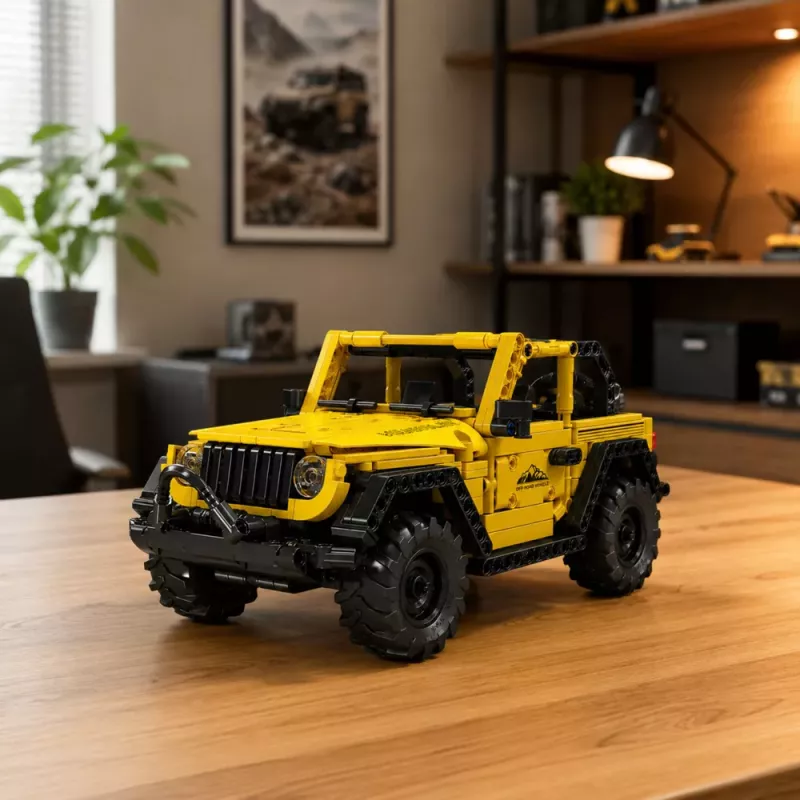 LEAN TOYS stavebné bloky auto off-road vozidlo Wrangler žlté 746 dielov