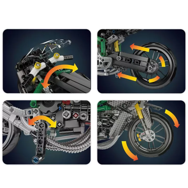 LEAN TOYS Stavebnica pretekárska motorka Sports čierna 656 ks