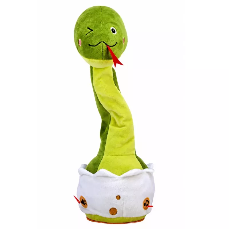LEAN TOYS Plyšový tancujúci had interaktívne hudobné zvuky maskot zelený