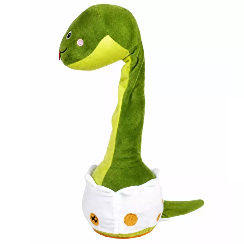 LEAN TOYS Plyšový tancujúci had interaktívne hudobné zvuky maskot zelený