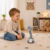 LEAN TOYS Plyšová tancujúca mačka interaktívna hračka s hudbou a zvukmi maskot sivá