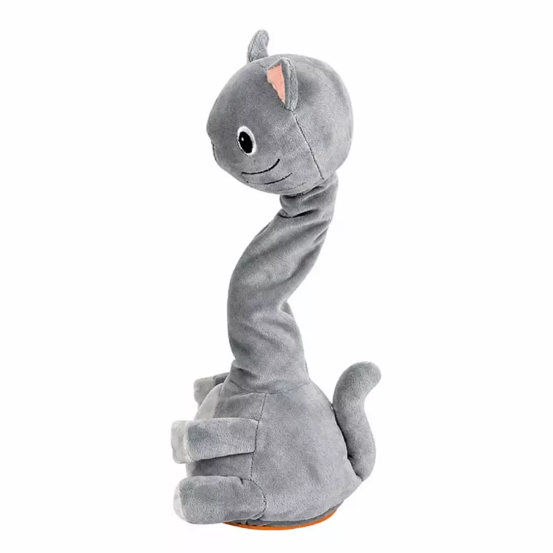 LEAN TOYS Plyšová tancujúca mačka interaktívna hračka s hudbou a zvukmi maskot sivá