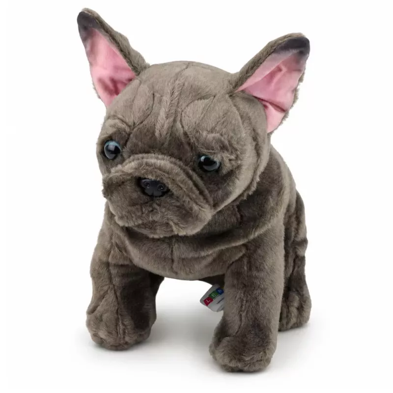 LEAN TOYS Plyšová hračka francúzsky buldoček hnedá 22 cm