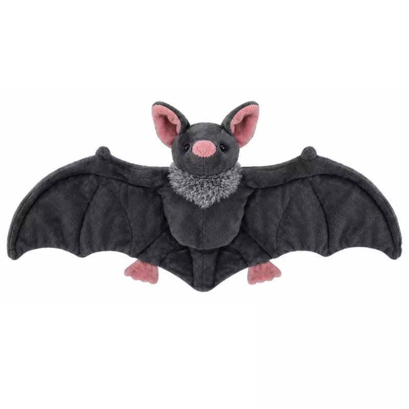 LEAN TOYS Plyšová hračka netopier so skladacími krídlami sivý 57 cm