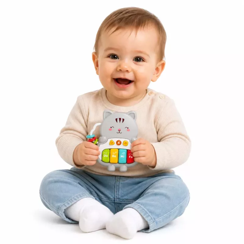 LEAN TOYS Hudobná hračka mačací klavír edukačný pre batoľatá melódie zvuky