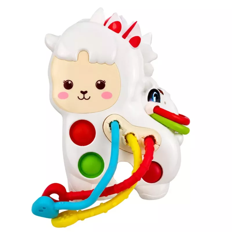 LEAN TOYS Senzorická hračka pre batoľatá lama so šnúrkami Pop-It korálky