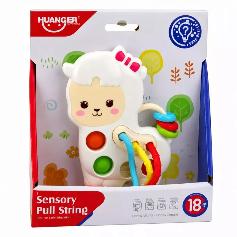 LEAN TOYS Senzorická hračka pre batoľatá lama so šnúrkami Pop-It korálky