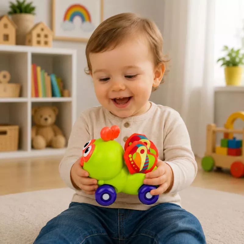 LEAN TOYS Interaktívna senzorická včielka autíčko hračka pre batoľatá zelená