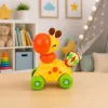 LEAN TOYS Interaktívna senzorická hračka žirafa autíčko pre batoľatá žltá