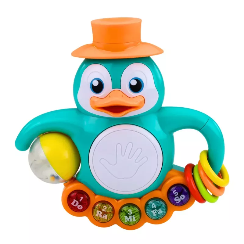 LEAN TOYS Interaktívna hračka tučniak klavír bubon korálky hrkálková lopta
