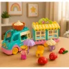 LEAN TOYS Auto obchod so zmrzlinou s motorizovanou figúrkou dievčaťa dezerty stavebnica