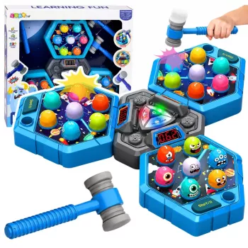 LEAN TOYS Whack-A-Mole Creatures arkádová hra pre 3 hráčov, 3 režimy, svietiace kladivká