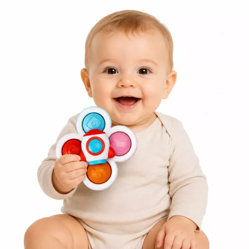 LEAN TOYS Hračka pre batoľatá senzorické spinnery s prísavkou Pop-It farebné 3 ks