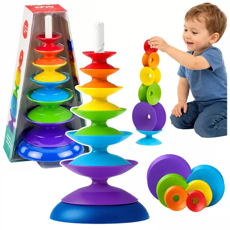 LEAN TOYS Skrútená senzorická veža edukačné puzzle pre batoľatá farebné