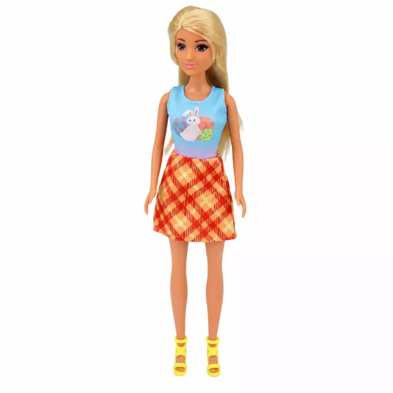 LEAN TOYS Anlily bábika s bielym zajacom a stojanom na mrkvu, sada