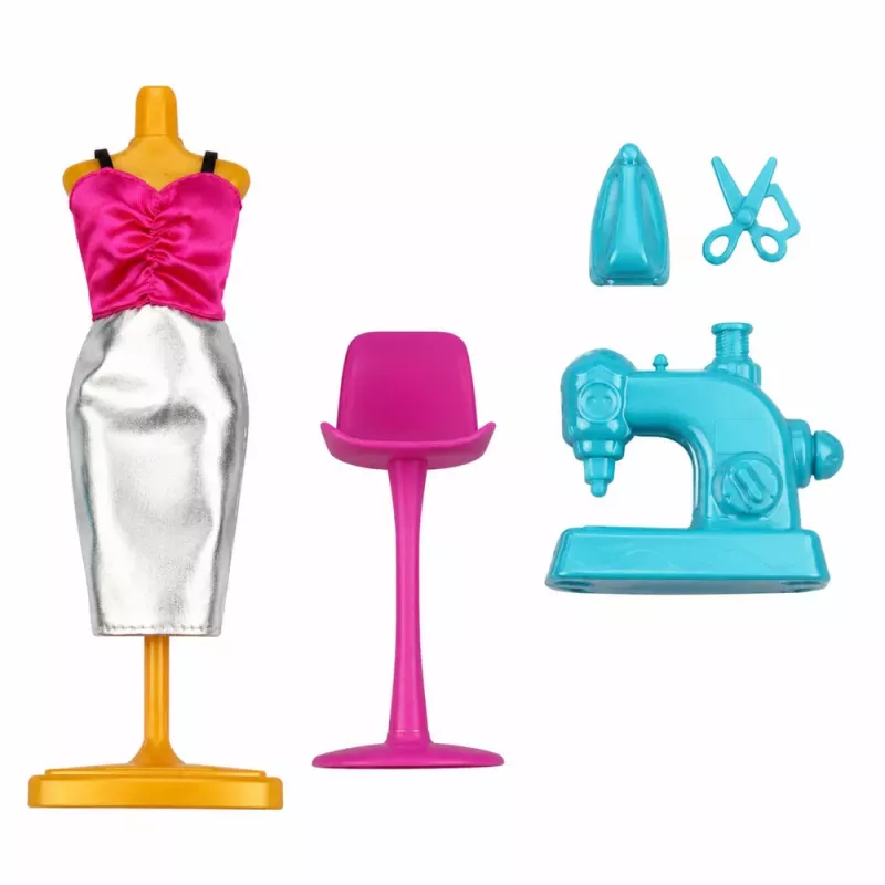 LEAN TOYS Anlily návrhárka oblečenia krajčírka šijací stroj figurína bábika, sada