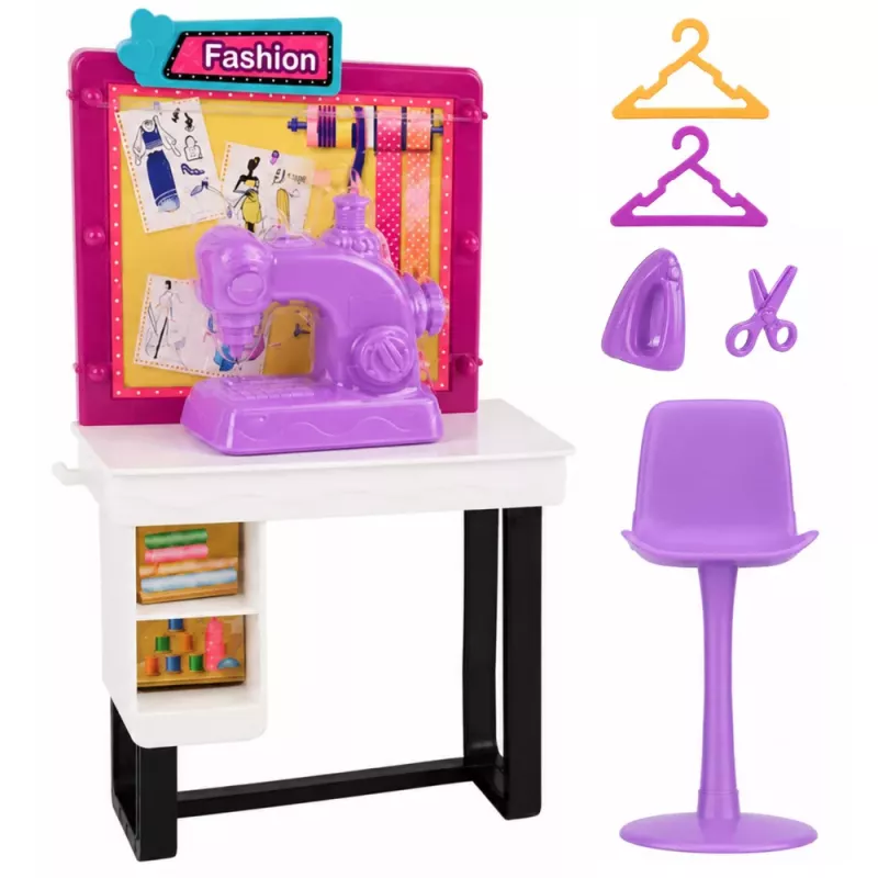LEAN TOYS Anlily bábika krajčírka módna návrhárka šijací stroj nábytok doplnky