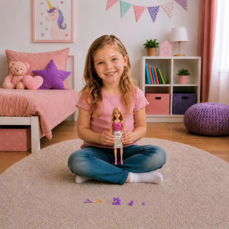 LEAN TOYS Anlily obliekacia bábika návrhárka šijací stroj, sada doplnkov