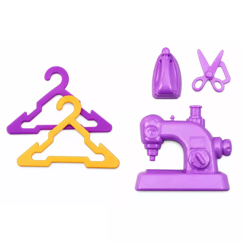 LEAN TOYS Anlily obliekacia bábika návrhárka šijací stroj, sada doplnkov