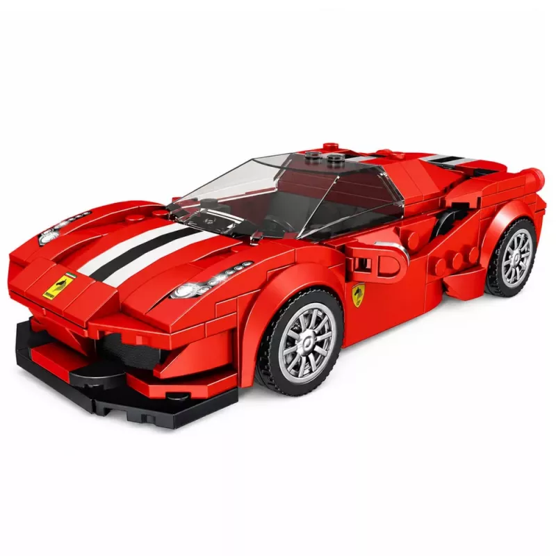 LEAN TOYS stavebné kocky športové auto pretekárske auto vitrína červená 364 dielov