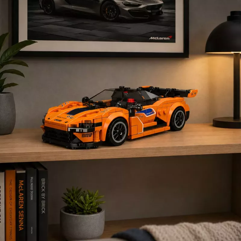 LEAN TOYS stavebné kocky športové auto oranžová vitrína 423 ks