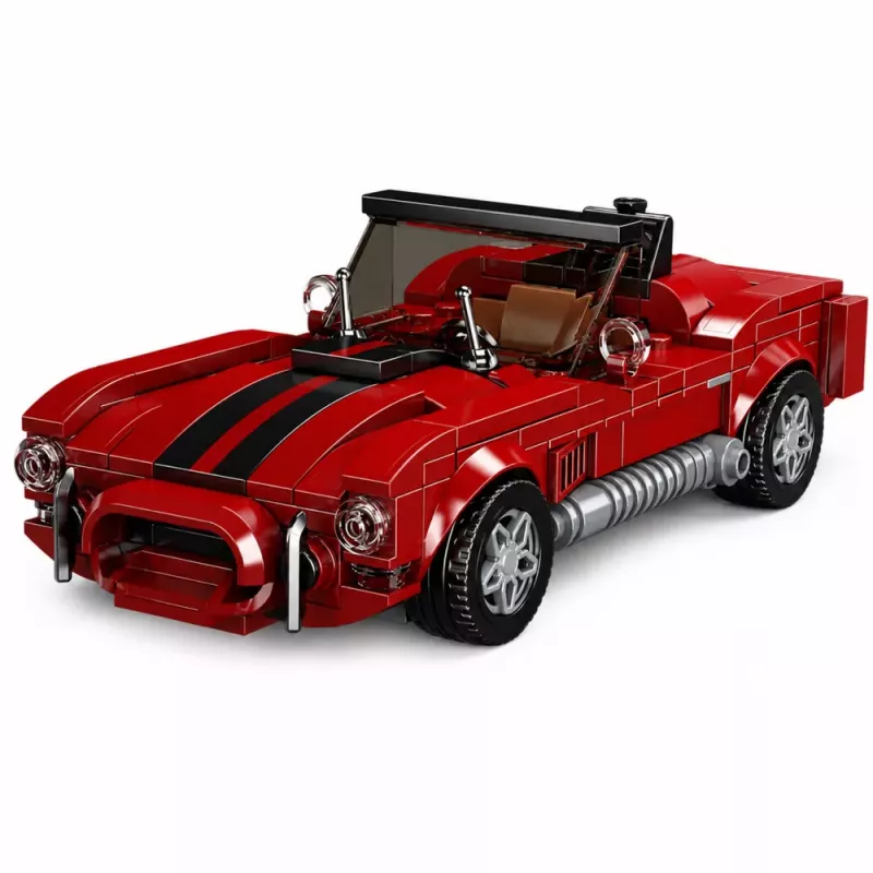LEAN TOYS stavebné kocky klasické auto S.Cobra červená vitrína 391 ks
