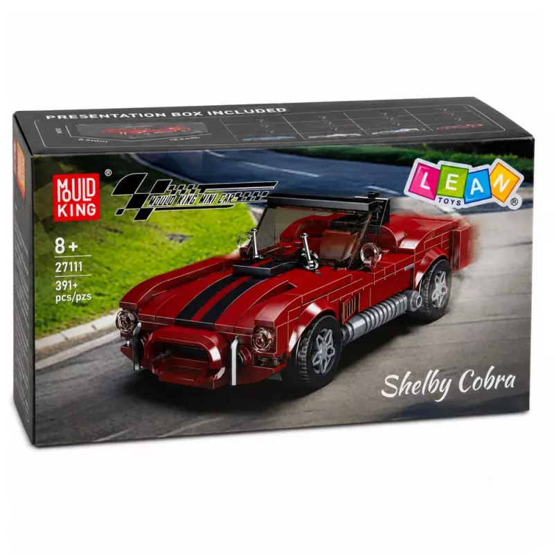 LEAN TOYS stavebné kocky klasické auto S.Cobra červená vitrína 391 ks