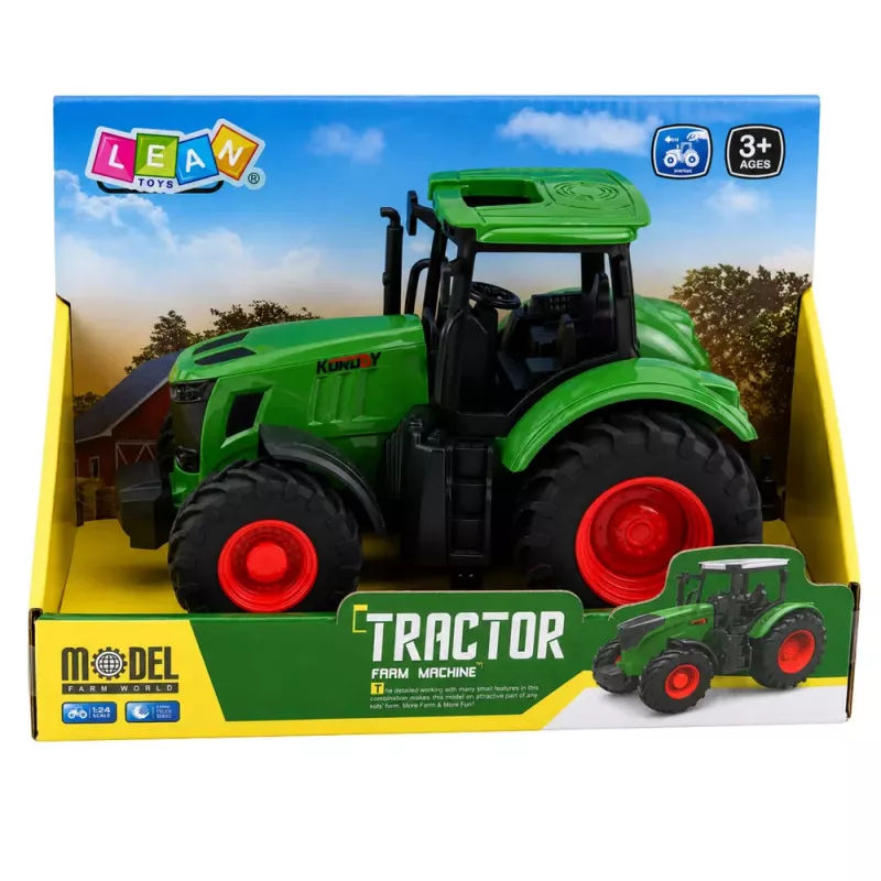 LEAN TOYS Poľnohospodársky traktor gumené kolesá zelená 1:24