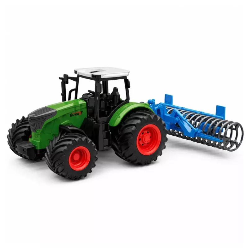 LEAN TOYS Poľnohospodársky traktor s valcom zelená 1:24