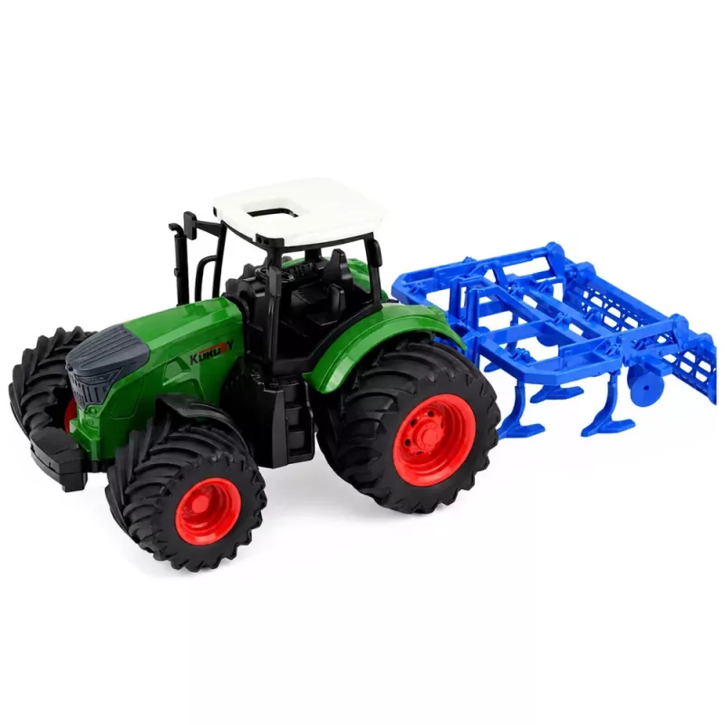 LEAN TOYS Poľnohospodársky traktor s kultivátorom jednotka na obrábanie pôdy zelená 1:24