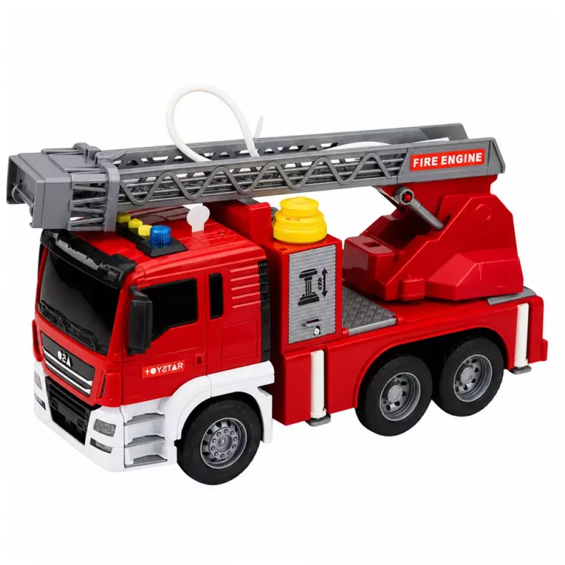 LEAN TOYS Hasičské vozidlo s otočným rebríkom, vodnou pumpou, svetlom a zvukom