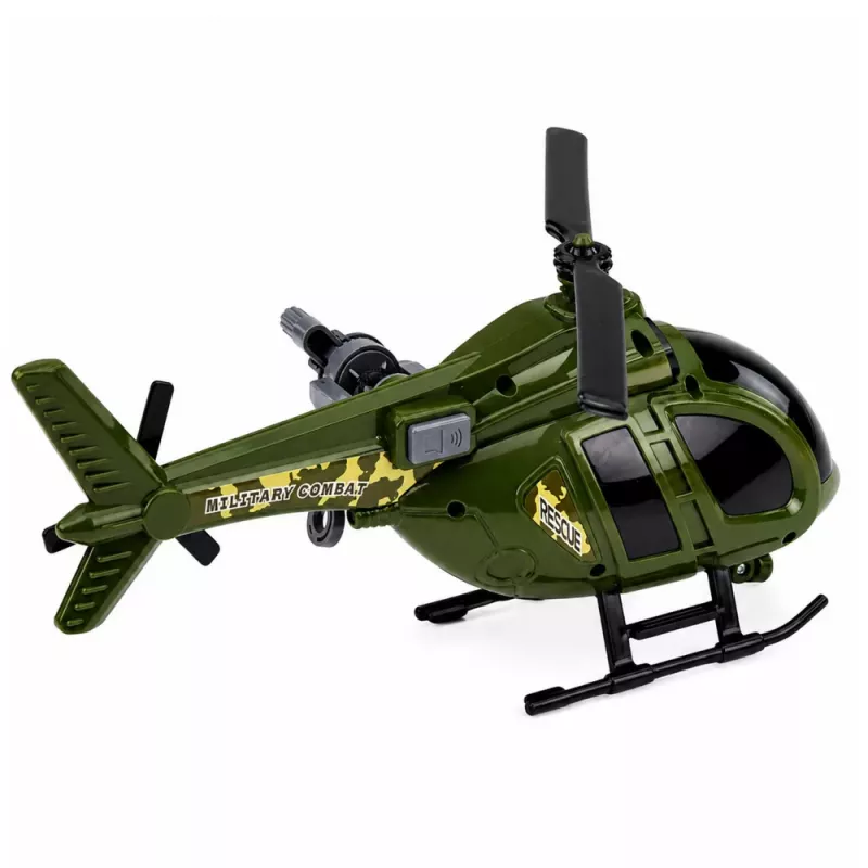 LEAN TOYS Vojenský vrtuľník s hákom, svetlami a zvukmi zelená