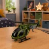 LEAN TOYS Vojenský vrtuľník s hákom, svetlami a zvukmi zelená