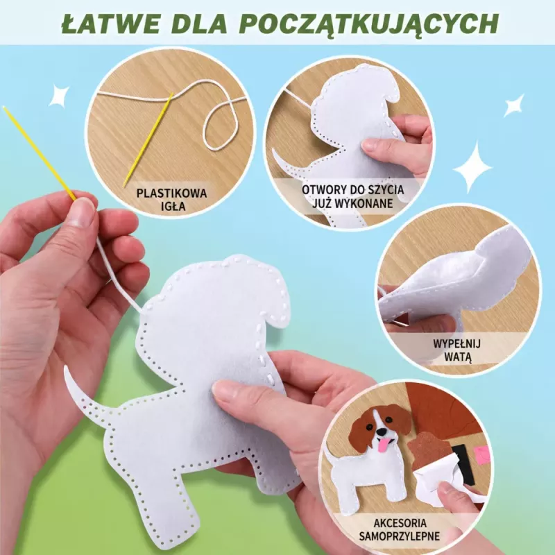 LEAN TOYS Kreatívna sada plstené šijacie plyšové hračky Rozprávková krajina DIY, 6 ks