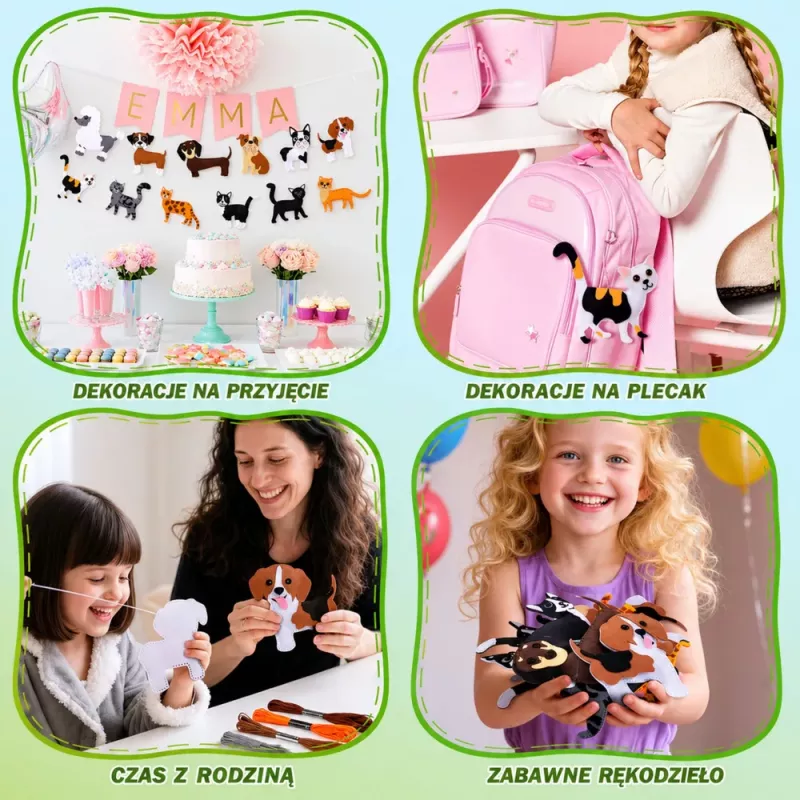 LEAN TOYS Kreatívna sada plstené šijacie plyšové hračky Rozprávková krajina DIY, 6 ks