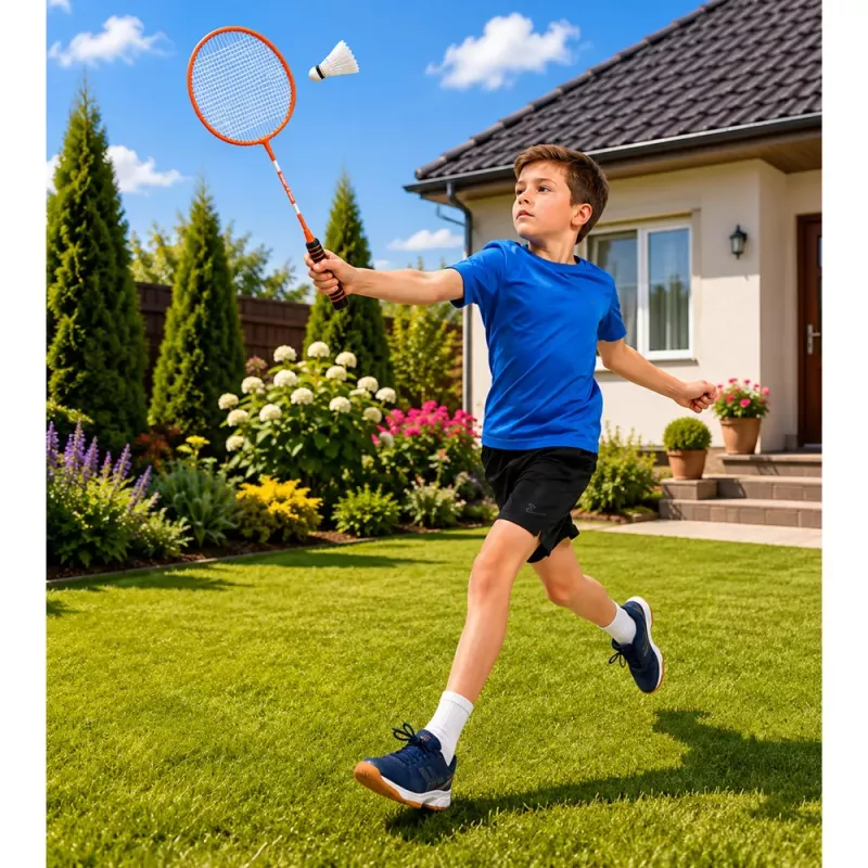 LEAN TOYS Badmintonová sada rakety, košík, taška oranžová