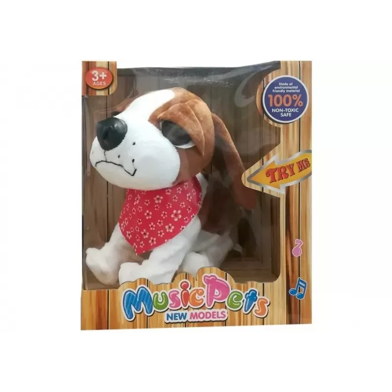 LEAN TOYS interaktívny pes na vodítku, šteká, vrtí chvostom, senzory