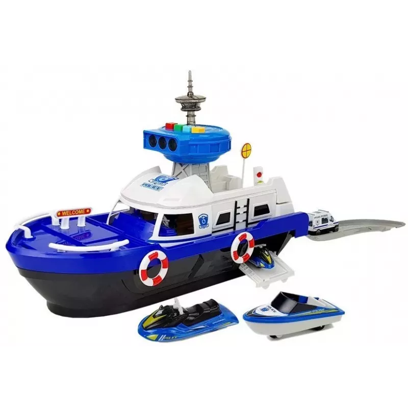 LEAN TOYS policajný transportný čln s autami, zvukmi a svetlami