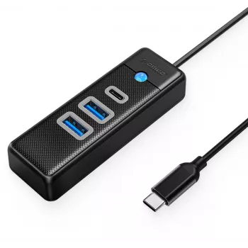 ORICO USB-C na 2x USB 3.0 + USB-C hub, 5 Gbit/s, 0,15 m, čierna