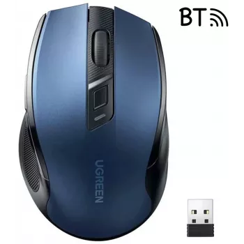 Ugreen MU006 bezdrôtová optická myš 2.4GHz / Bluetooth 5.0 4000 DPI - modrá