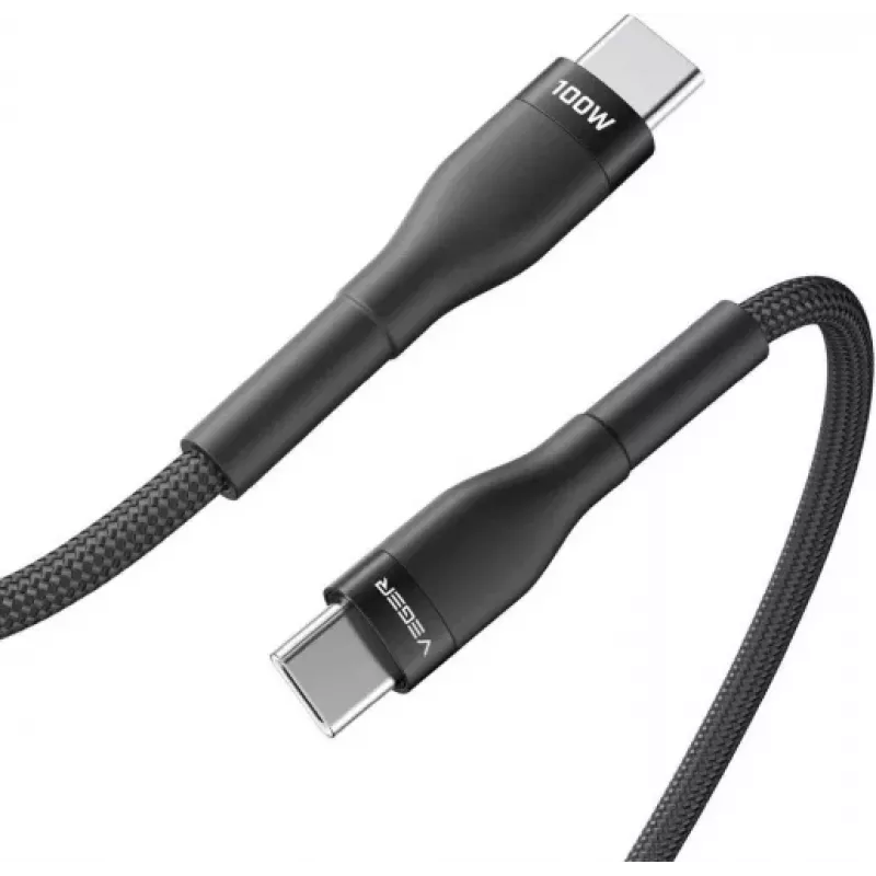 VEGER USB-C na USB-C PD 100W kábel 1,5m, čierna