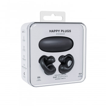 Happy Plugs Clip bezdrôtové open-ear klipové slúchadlá (čierne)