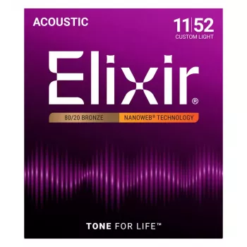 Elixir Strings 11027 Custom Light NANOWEB struny na akustickú gitaru (11-52)