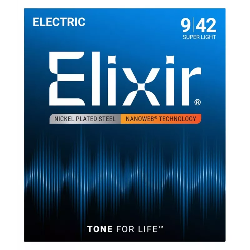Elixir Strings 12002 Nanoweb struny na elektrickú gitaru, Super Light .009-.042, balenie 6 ks