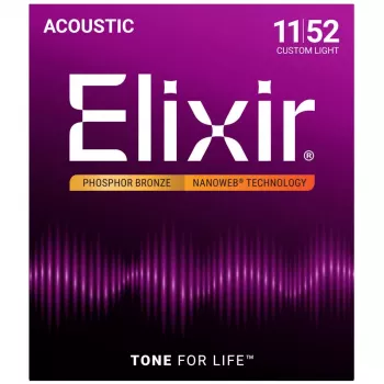 Elixir Strings 16027 Phosphor Bronze Custom Light NANOWEB struny na akustickú gitaru (11-52)