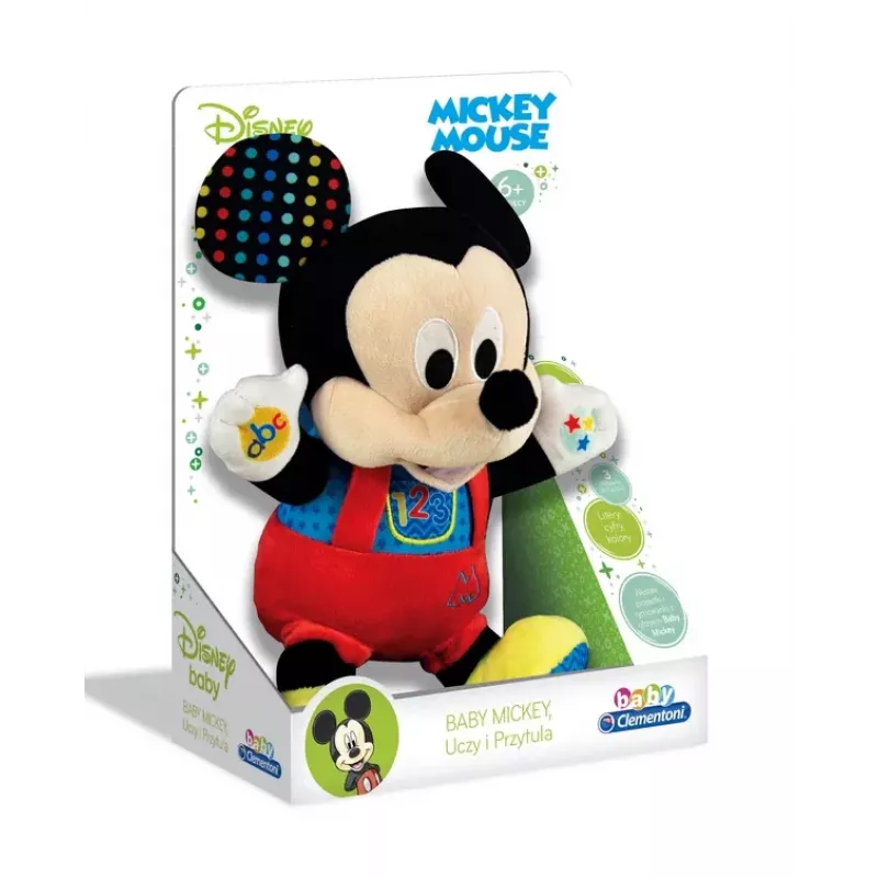 Clementoni Disney Baby Mickey Mouse interaktívna plyšová hračka, učí a objíma, poľský jazyk 50131
